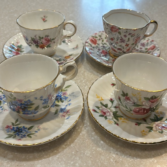 4/$30 Porcelain Demitasse Cups Saucers English Bone China Mix Match Expresso Tea - Picture 1 of 9